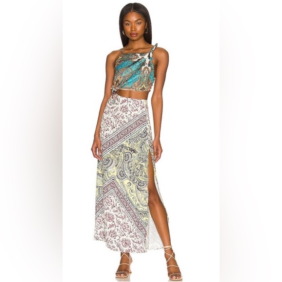 Free People Dresses & Skirts - Free People Ingrid Midi Dress Daylight Combo Paisley Cutout Dress Size 4
